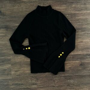 A.L.C. Black Mock neck sweater with gold buttons